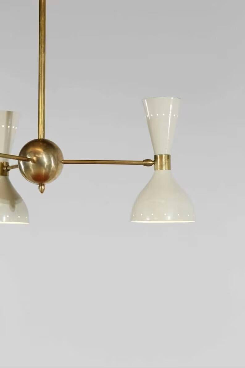Brass Chandelier Sputnik Light - Vintage Italian Chandelier with 3 Arms