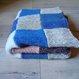 Hand knitted patchwork plaid