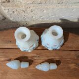 Set of 2 antique opaline crystal carafe perfume bottles
