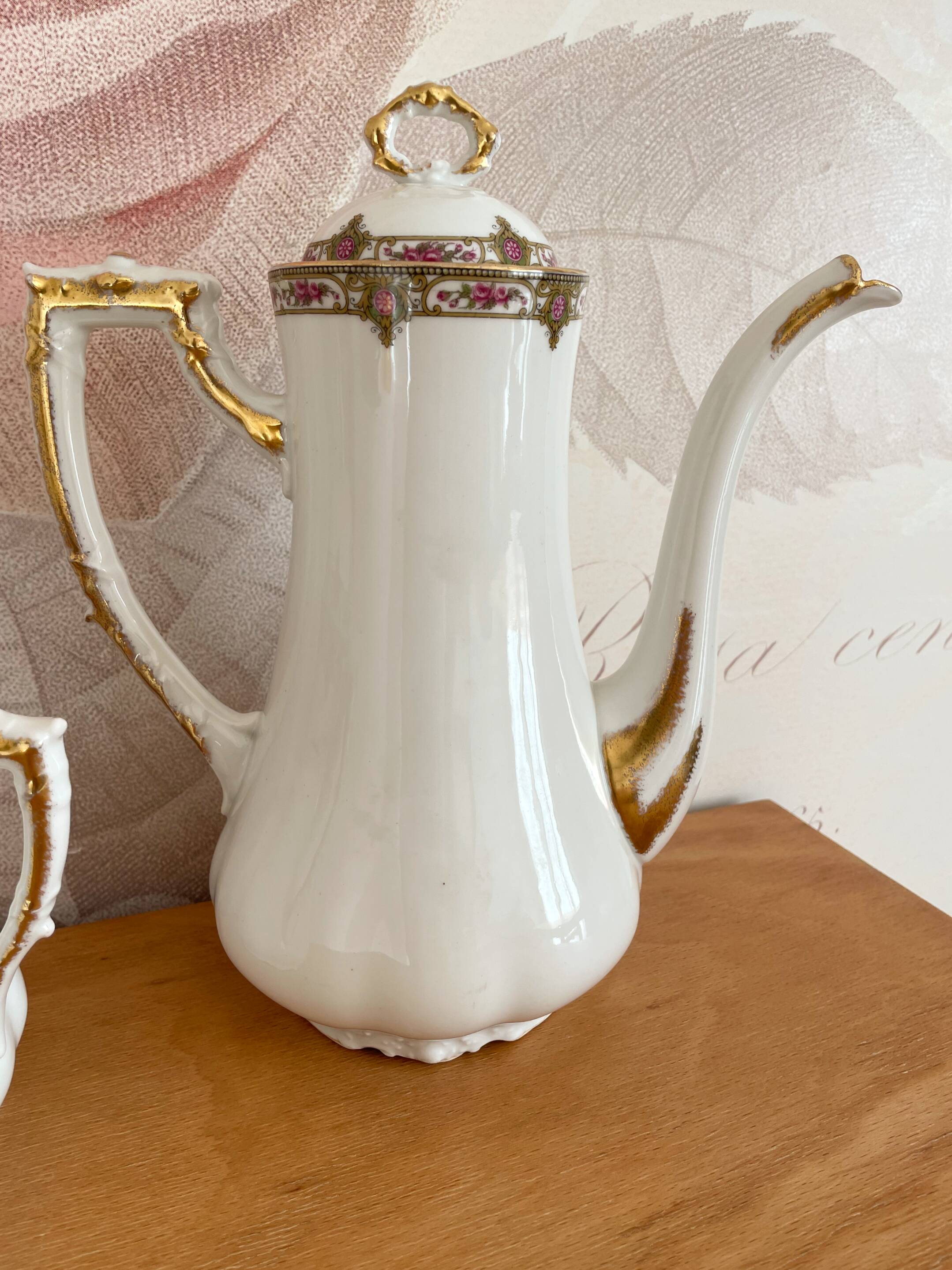 Coffee service in porcelain vignaud limoges - 1950