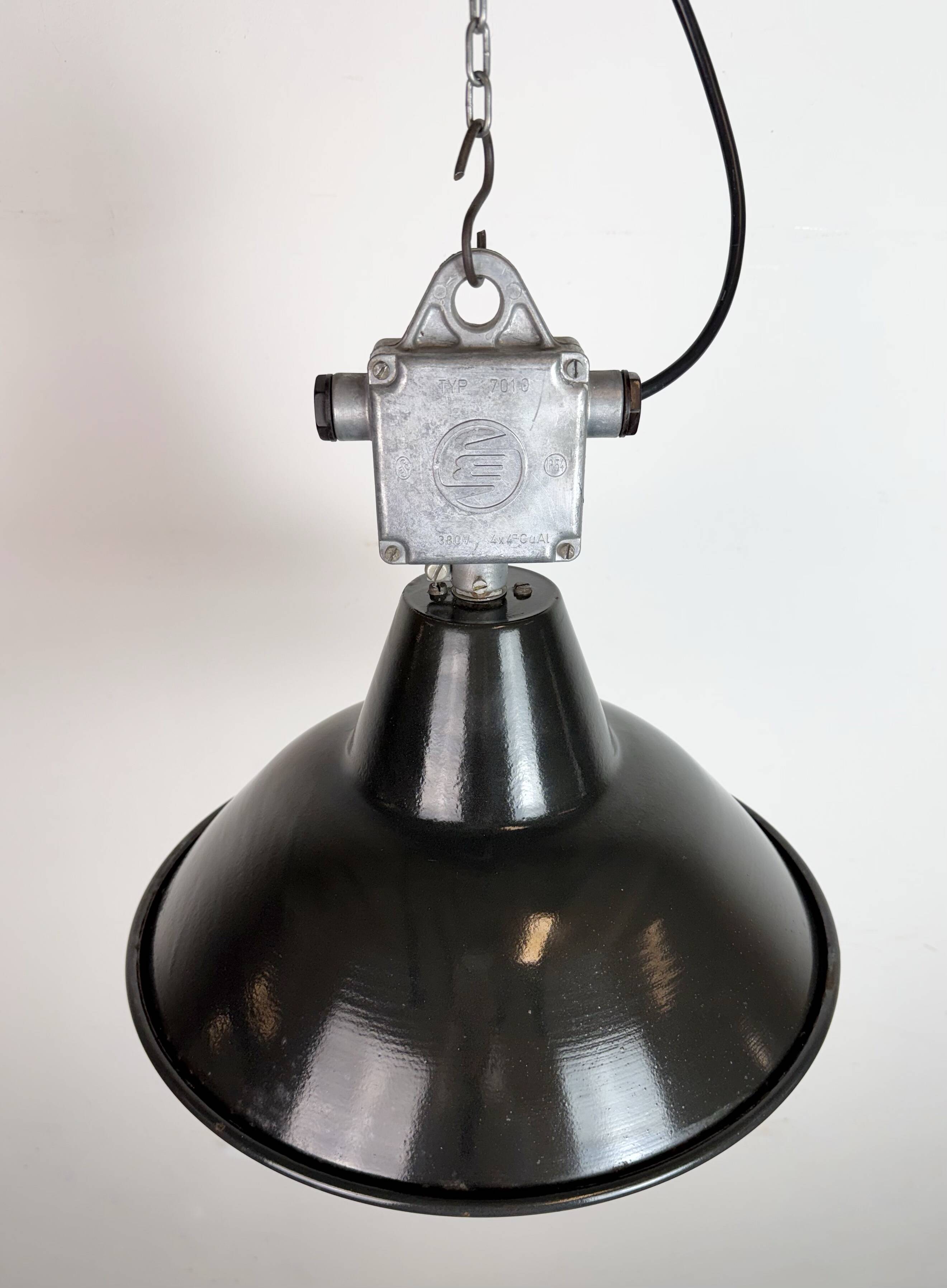 Industrial Black Enamel Pendant Lamp from Elektrosvit, 1960s
