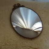 Vintage gilded brass witch's curved mirror - 27x19cm