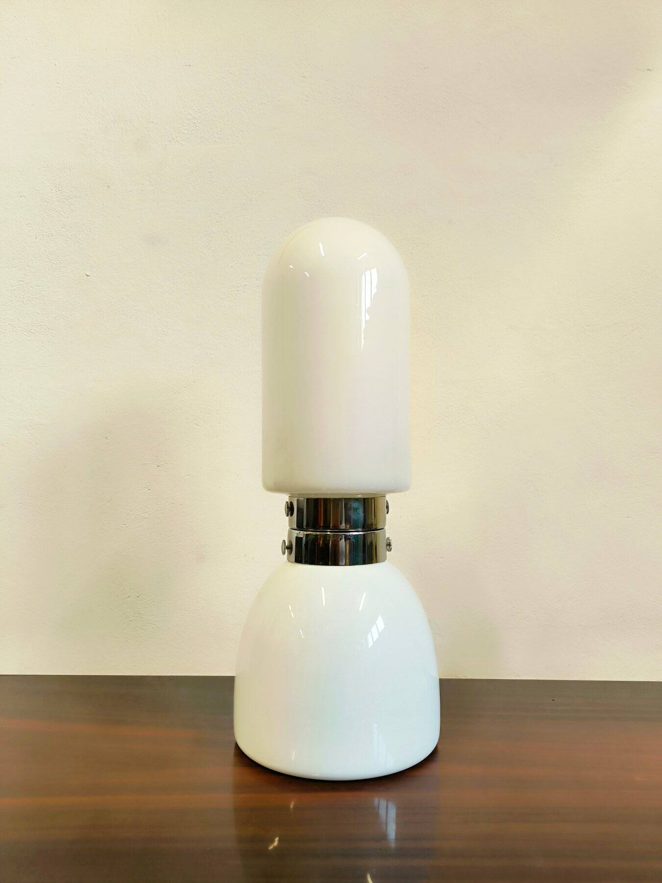 Lampada Birillo in vetro Opalino di Manifattura Di Murano, anni '