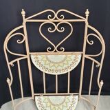 Wrought iron and ceramic half-moon shelf