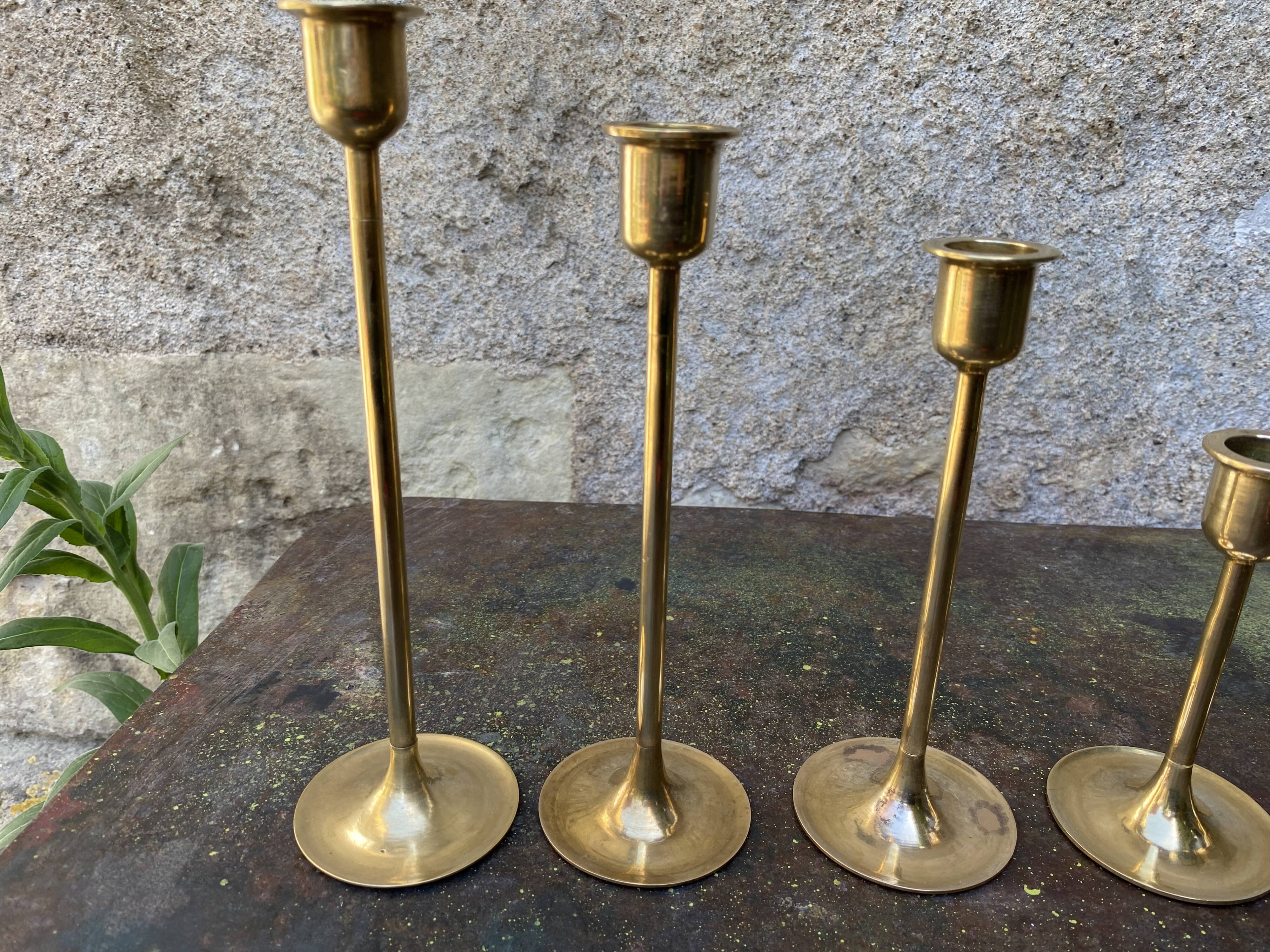 Set of 6 vintage brass candle holders