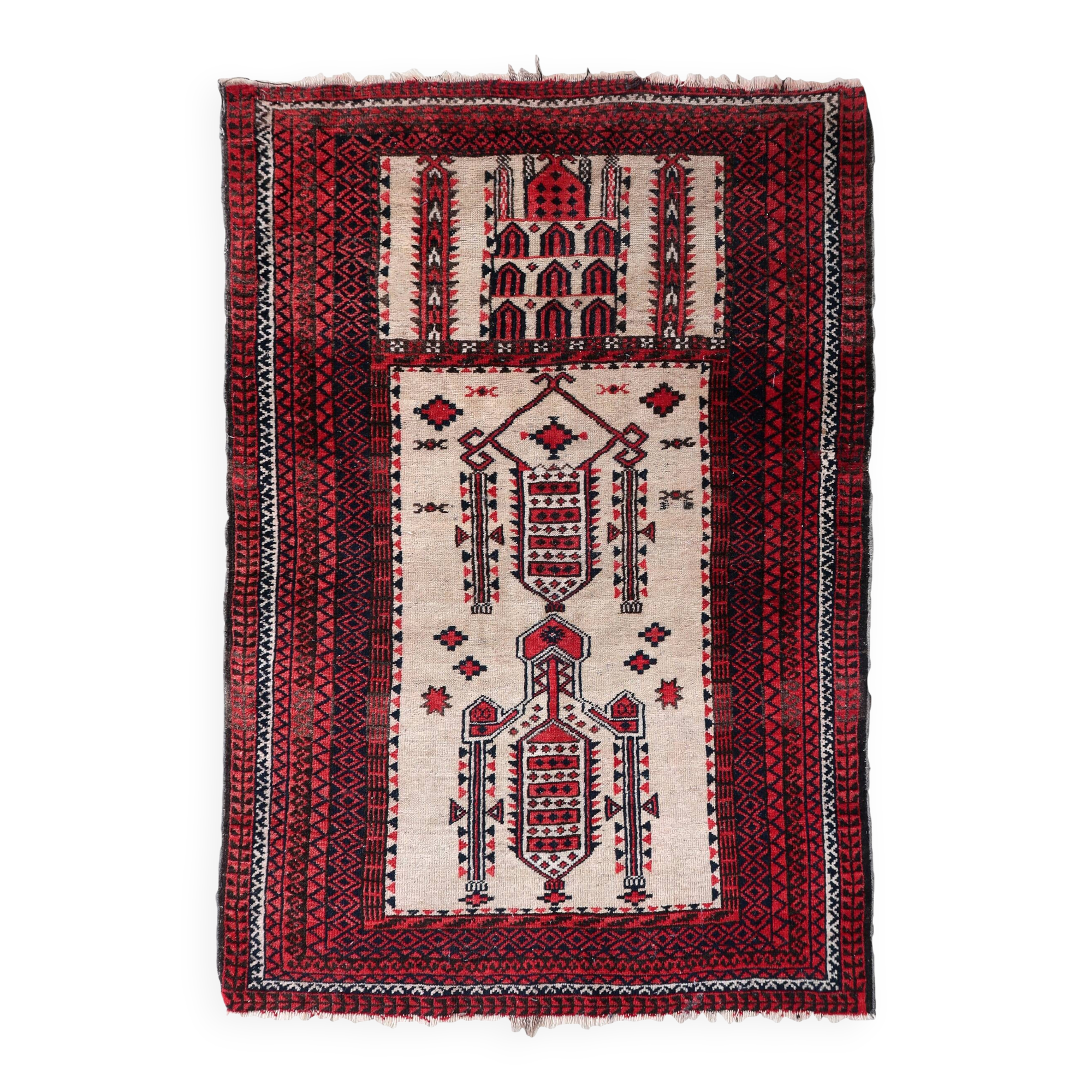 Tapis de prière antique Baluch – 86 x 129 cm – Début du XXe siècle - 1C975