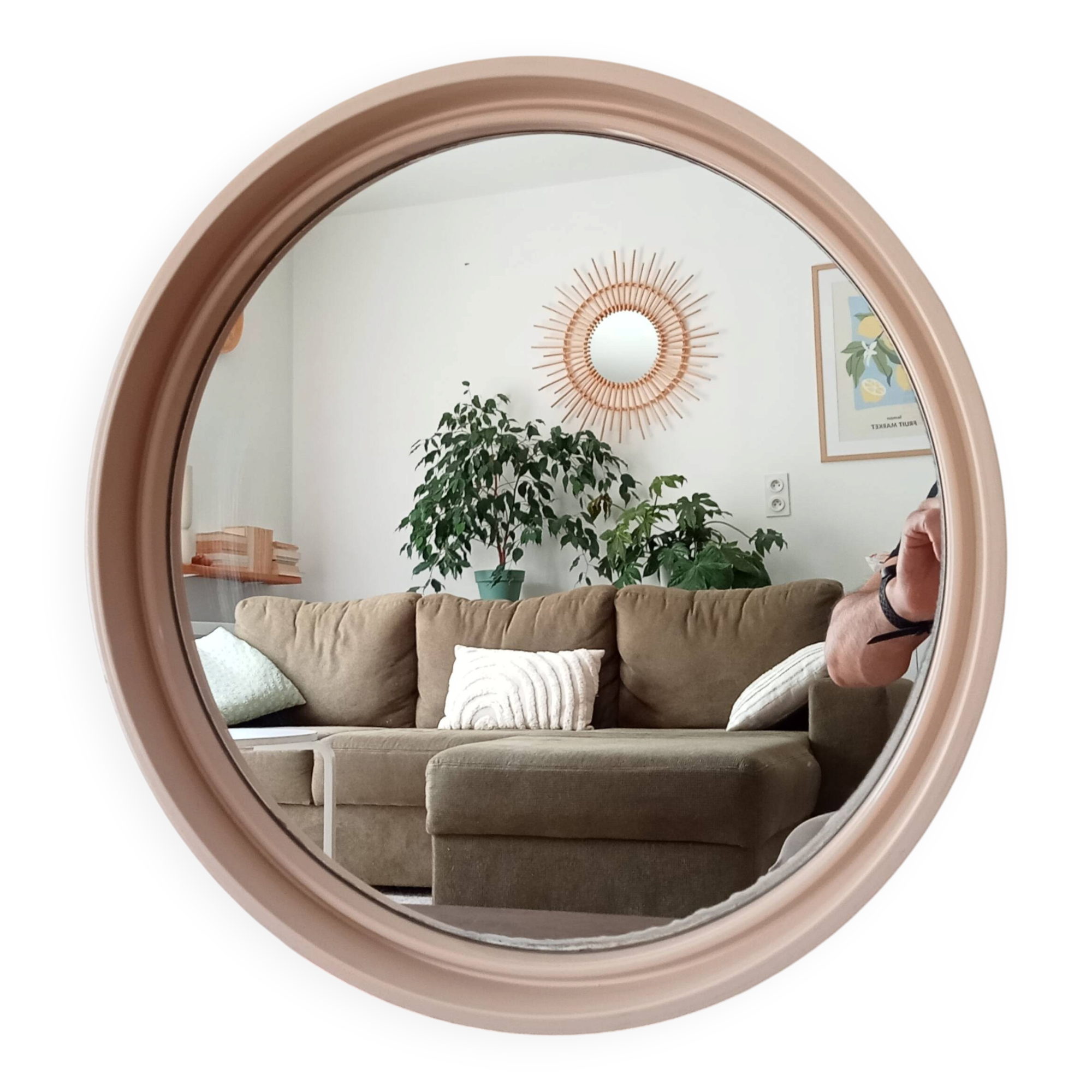 Vintage round mirror from the 60s/70s.
