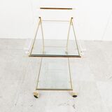 Chariot à boissons en laiton et lucite, années 1970