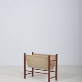 Danish magazine holder with teak and linen, 1960s