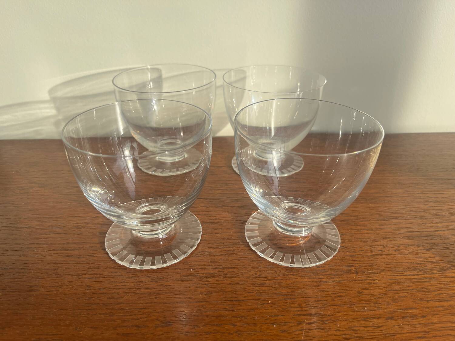 4 Daum Crystal Wine Glasses / Champagne Coupes Briancon Model