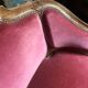 Small antique Louis XV style pink velvet loveseat bench