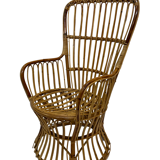 Ensemble de deux fauteuils en rotin du milieu du siècle par Bonacina 1950 Design