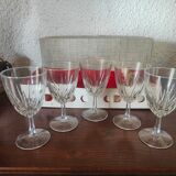 5 verres à eau cristal d'arques modèle durand diamant