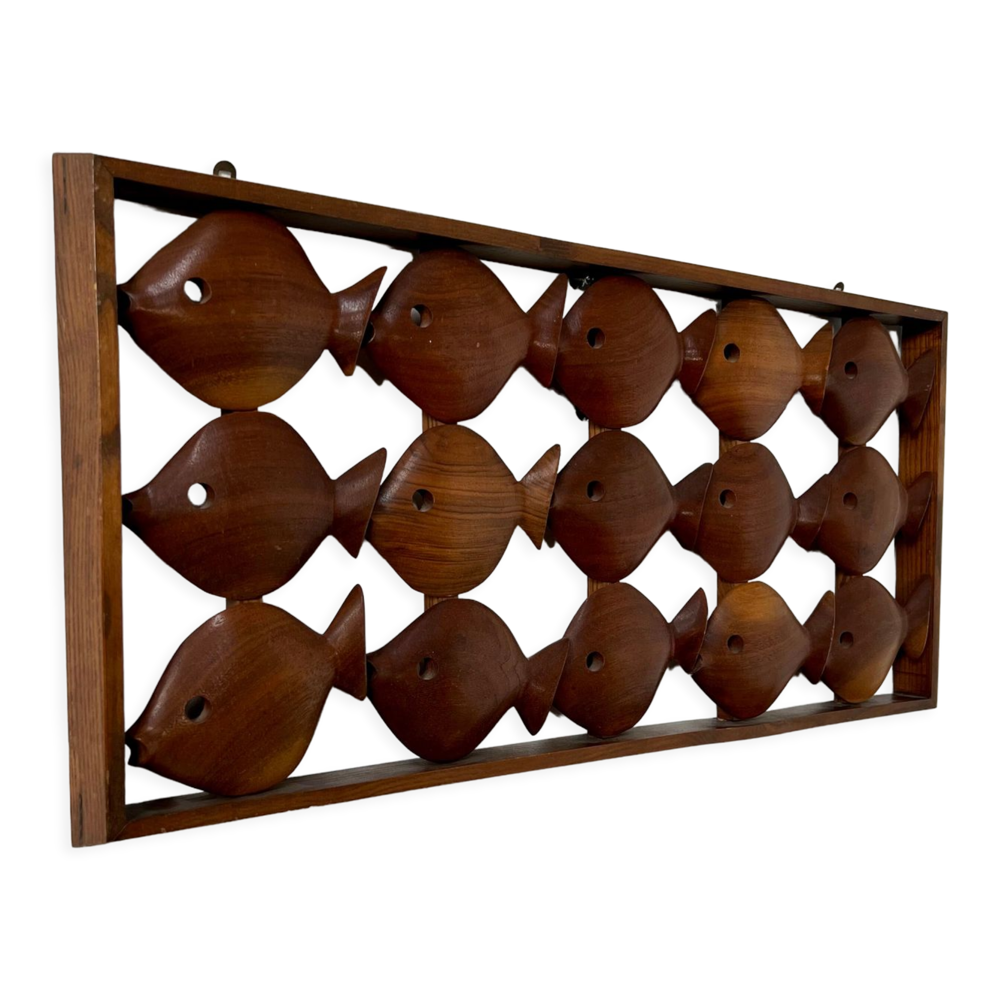 Old teak frame "fish" Scandinavian design of the 60s vintage decoration