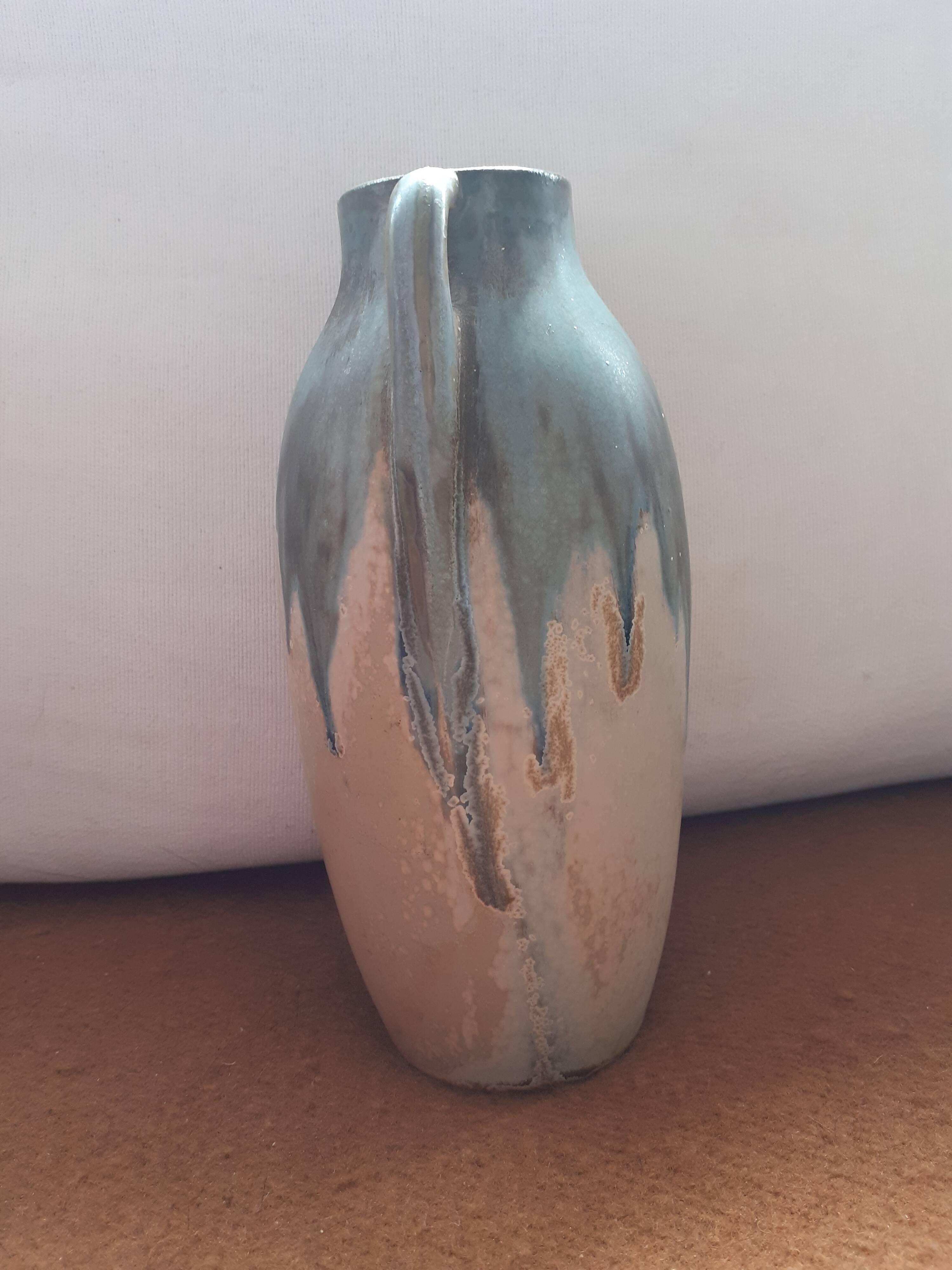 Vintage amphora-shaped vase signed Denbac