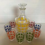Multicolored polka dot patterned liquor service