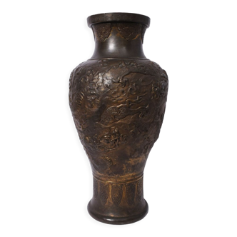 Vase japonais en cuivre à balustres, années 1920.