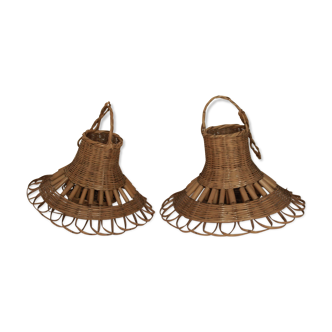 Paire de suspensions en rotin