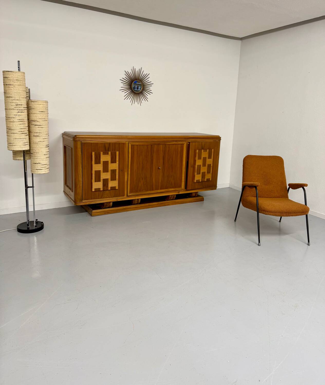 Ancien lampadaire des années 70 design Lemag vintage chromé 