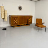 Ancien lampadaire des années 70 design Lemag vintage chromé 