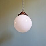 Art Deco suspension in white opaline, Val Saint-Lambert, 1920-30