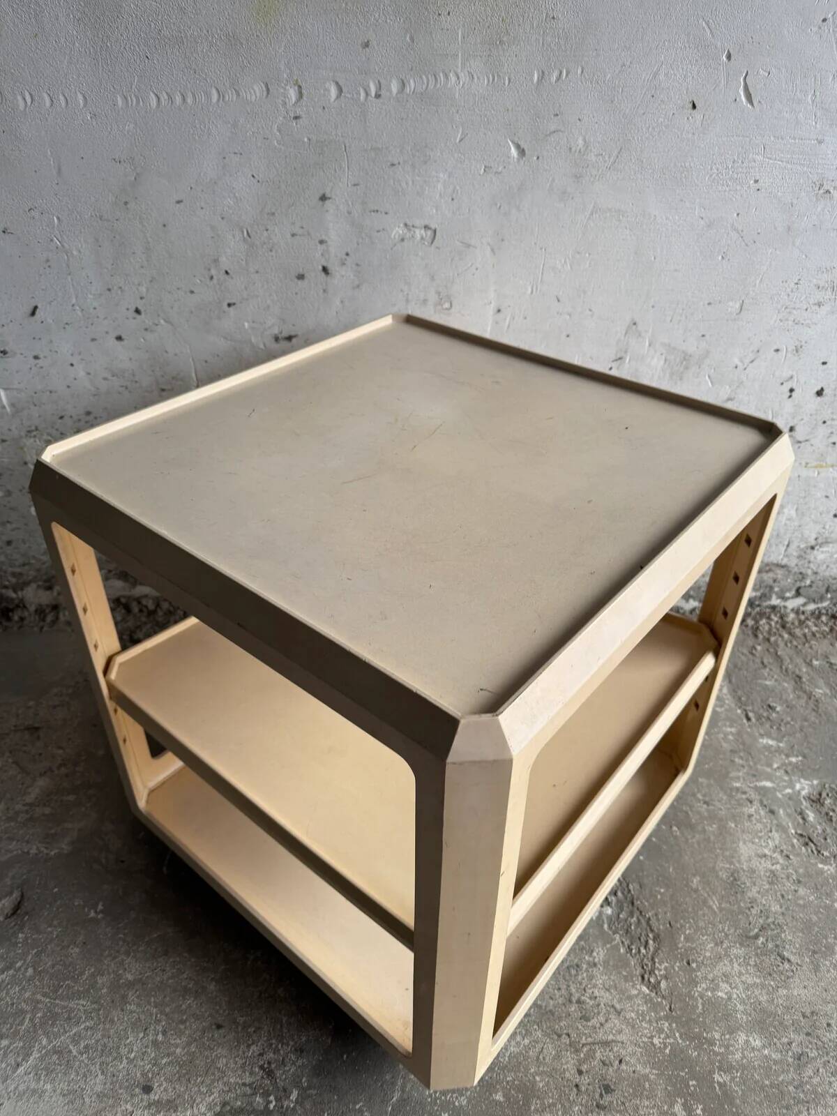 White ABS Trolley by Alberto Rosselli for Kartell — Italy 1960, Three-Tier Mobile Serving Cart