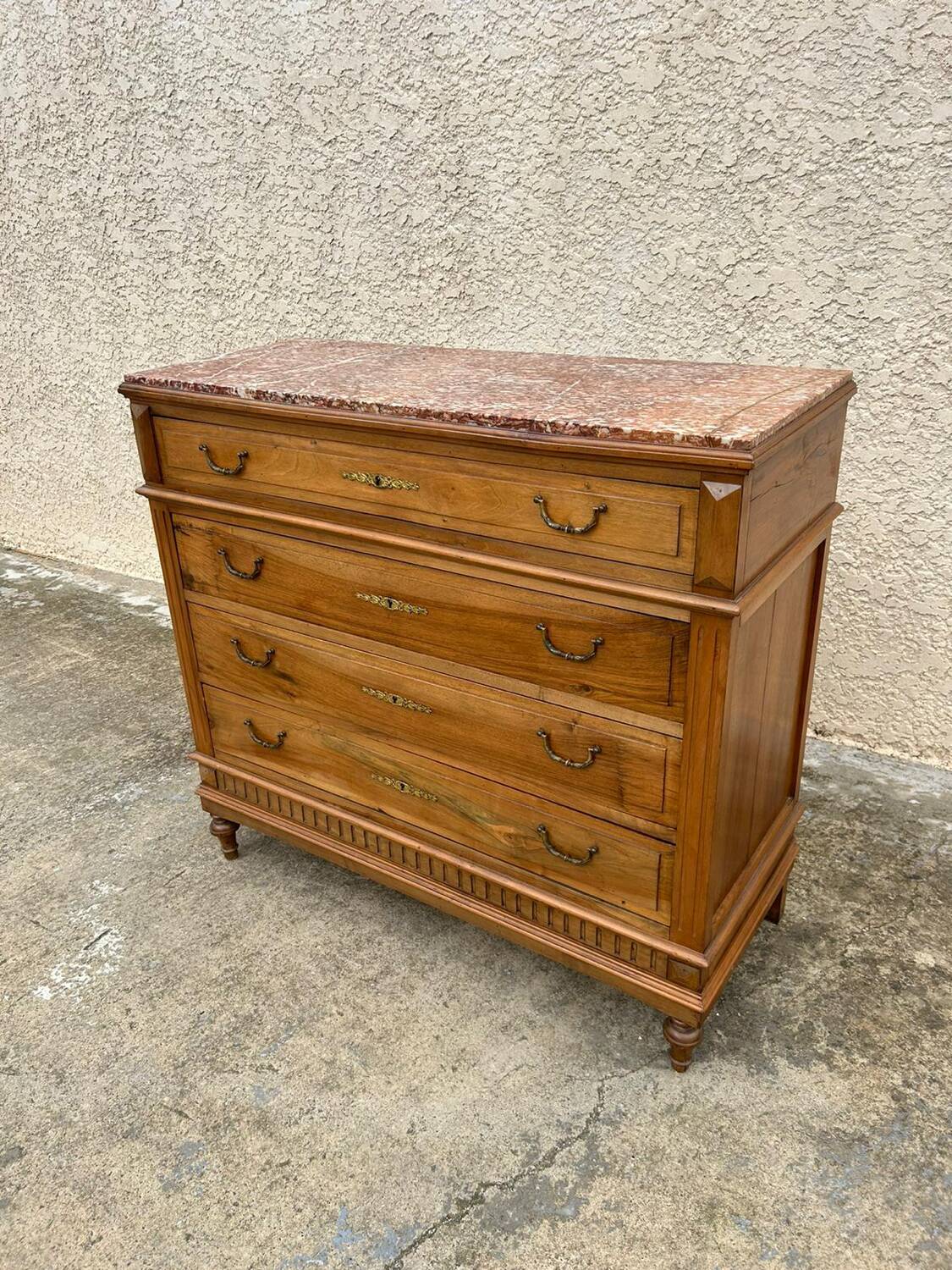 Louis XVI style chest of drawers with marble top