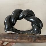 Vintage wooden and ceramic tray