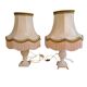 2 bedside lamps in white alabaster with lampshades.