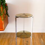 Tripod stand in chrome and smoked glass, double floors, Design, 1970