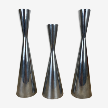 Trio bougeoirs diabolo aluminium par Erika Pekkari pour Ikea