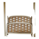 Louis XVI style bed in patinated wood with fluted columns.