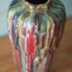 Vase signed Louis Gueule – Elgé Vierzon, multicoloured polychrome earthenware vase in geometric shape, collection.