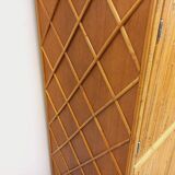 Vintage rattan and light wood storage unit from the 60s