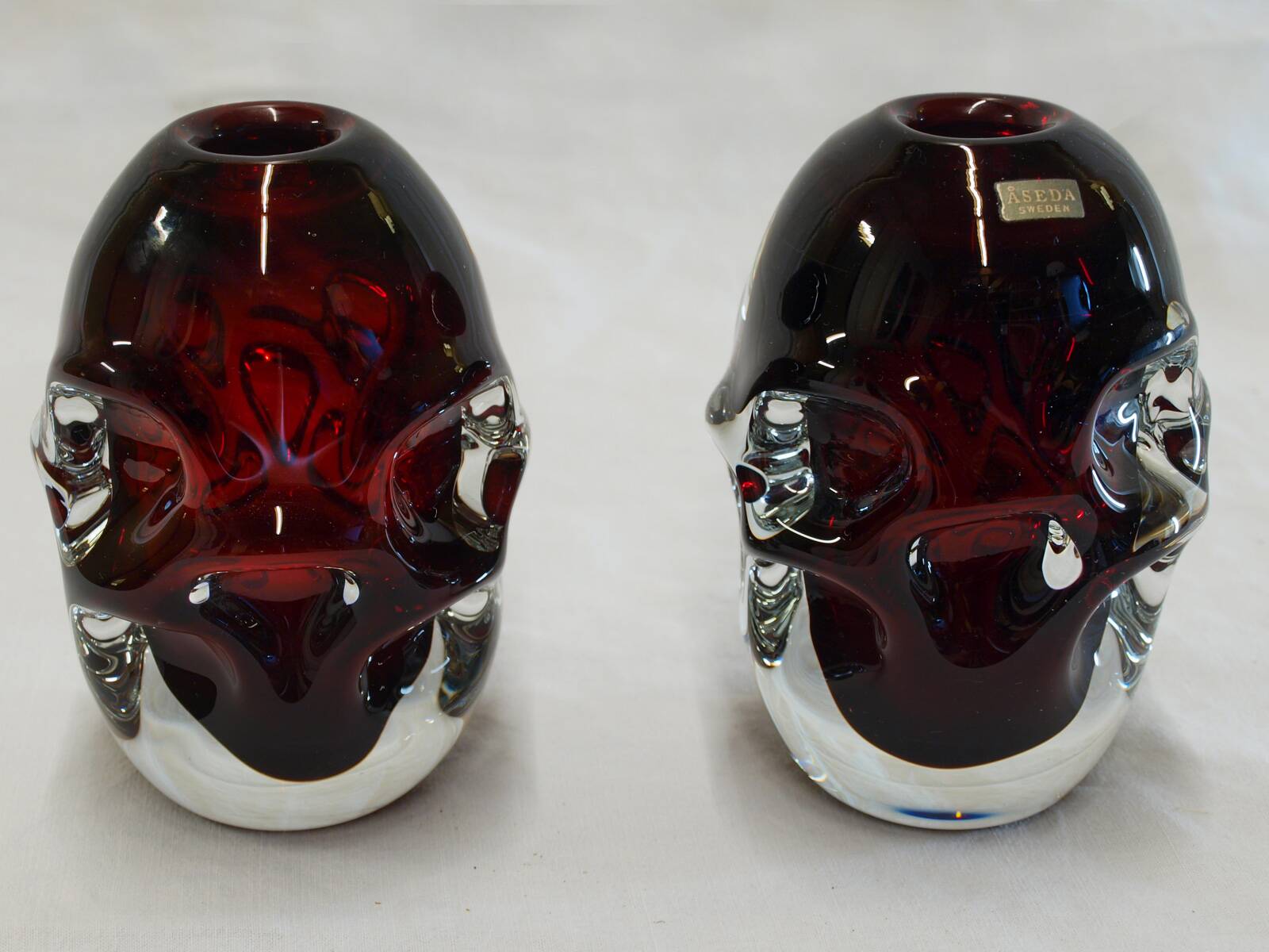 Pair of glass vases by Aseda, Sweden