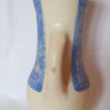 Pitcher Vallauris Vintage Abstract Decor On Blue Glacis Signed R AND G AUGUSTE
