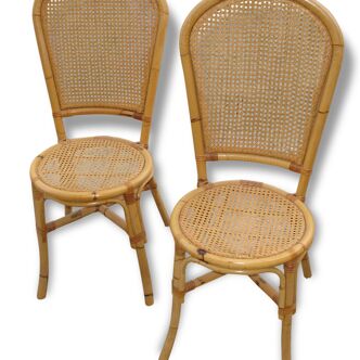 Set of 6 chairs bamboo around 1970