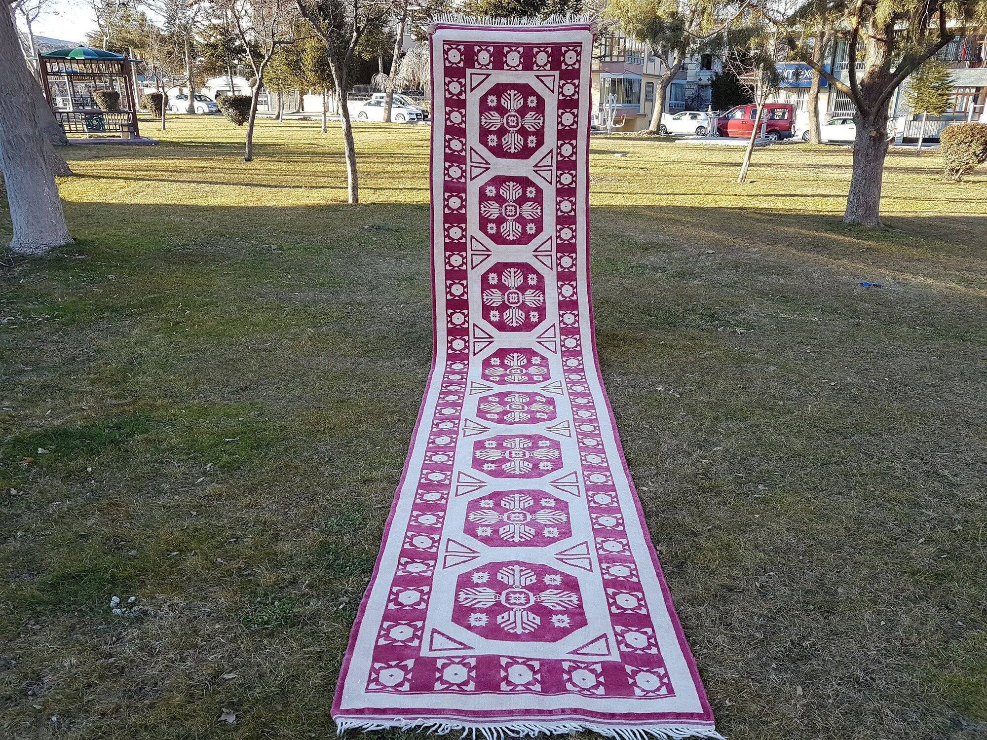 Vintage Turkish hallway rug 100x493 cm