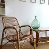 Pair of bamboo and rattan armchairs