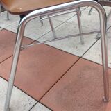 Suite of four chairs in teak color multiplis and chrome / vintage feet 60s-70s