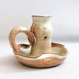 Handmade candle holder in vintage stoneware