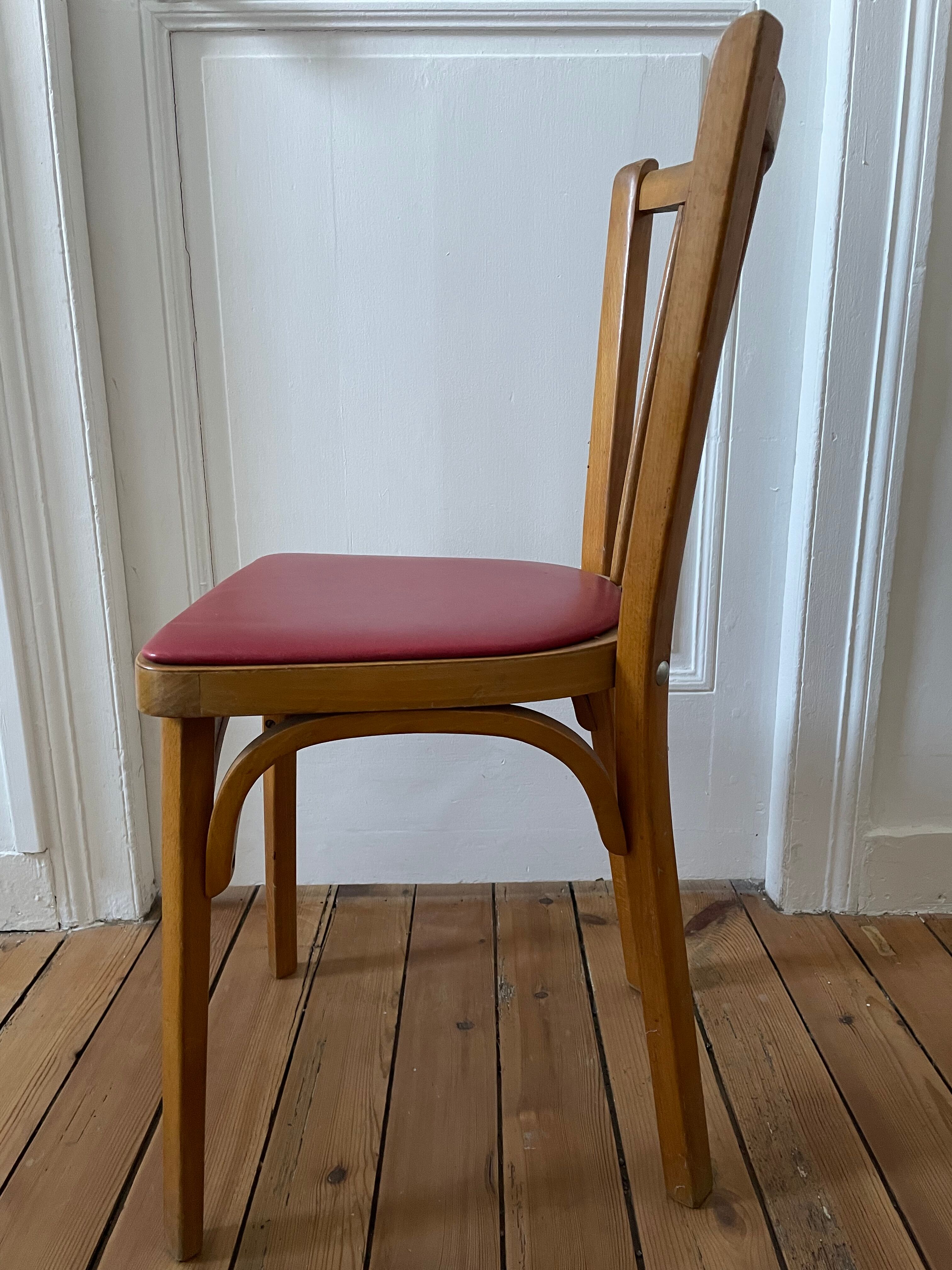 6 chaises de bistrot Baumann en bois et skaï