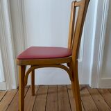 6 Baumann bistro chairs in wood and skaï