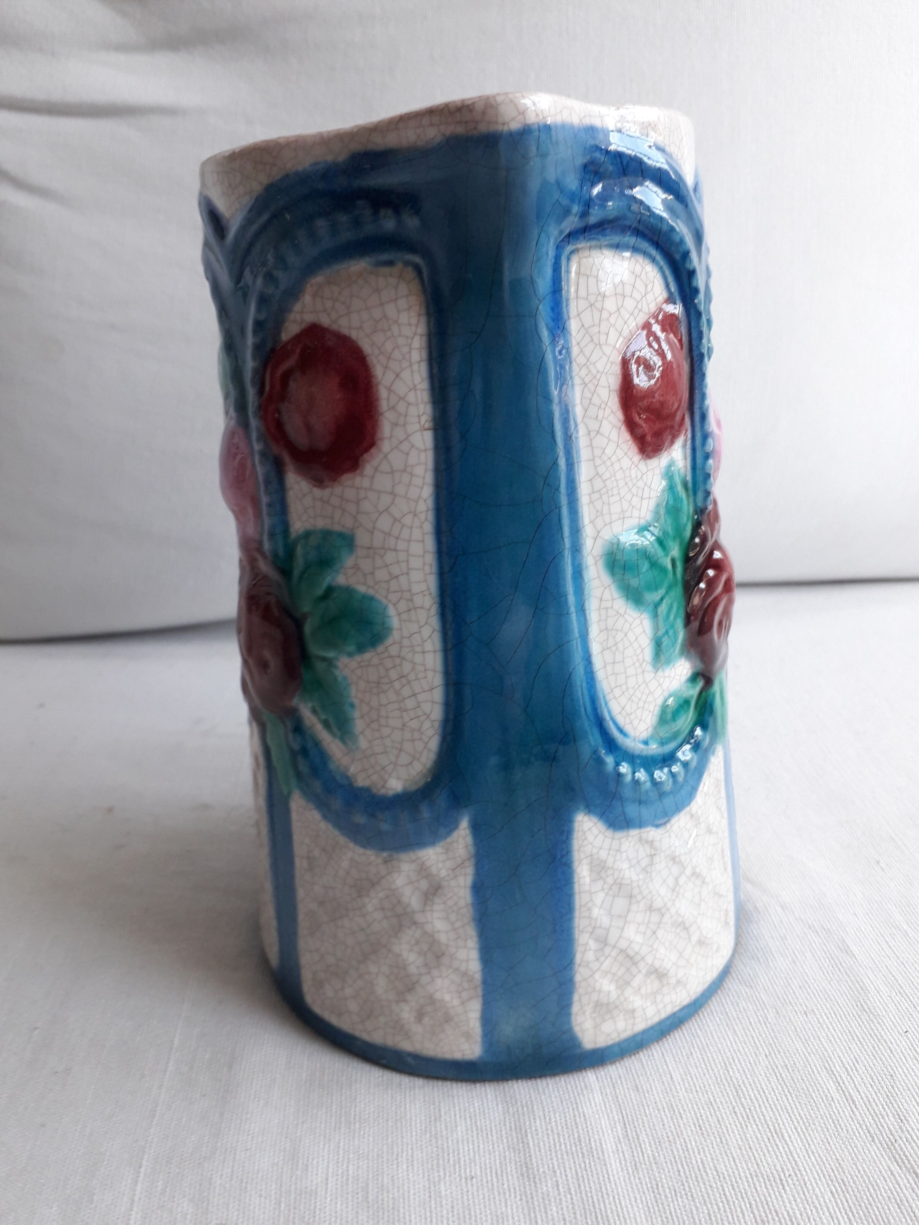 Vintage pitcher in slurry signed