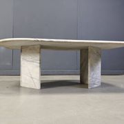 Table basse vintage en marbre blanc, années 1970