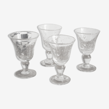 Set of 4 glasses with blown feet France