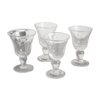 Set of 4 glasses with blown feet France
