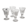 Set of 4 glasses with blown feet France