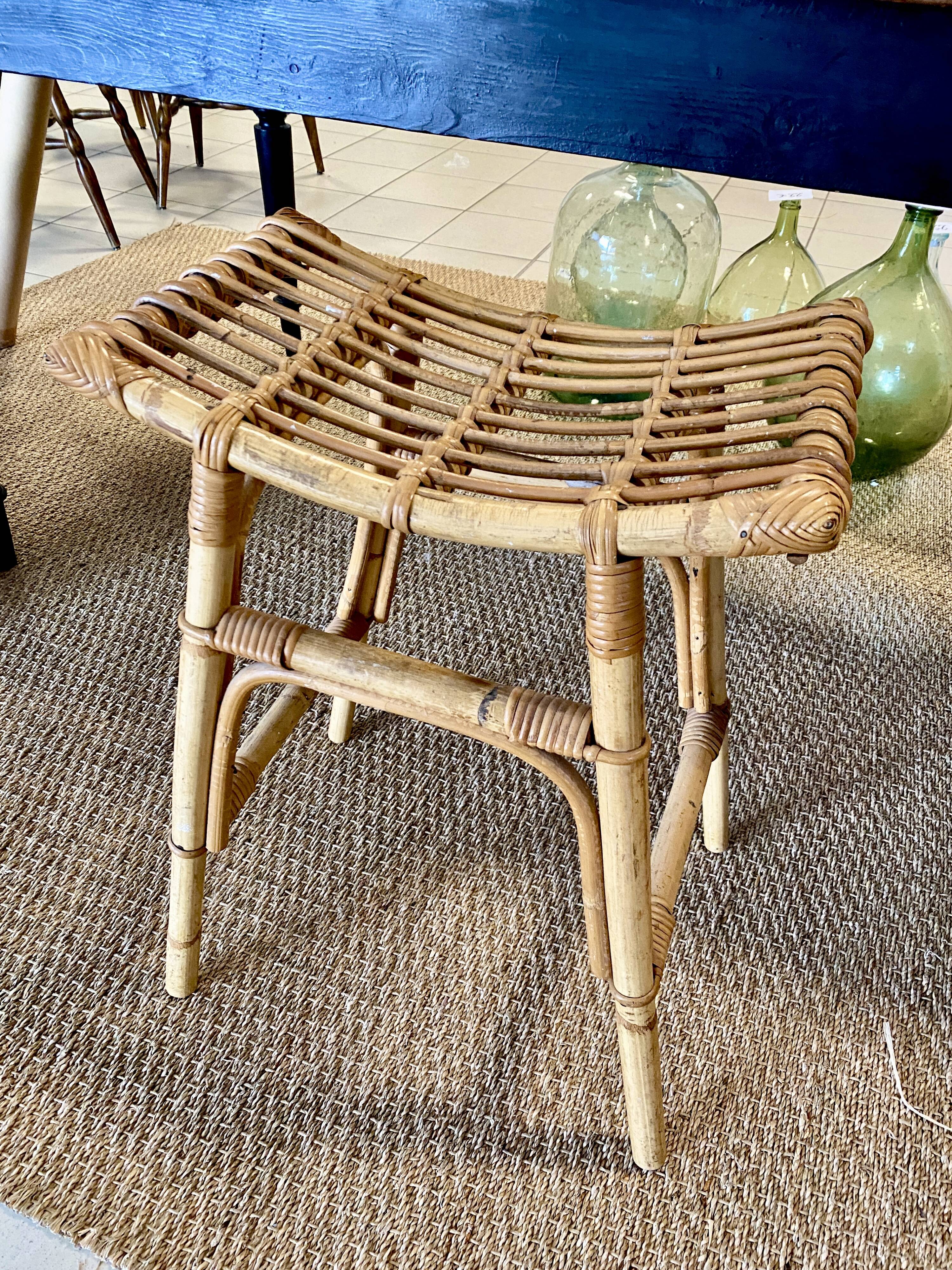 Vintage rattan stool