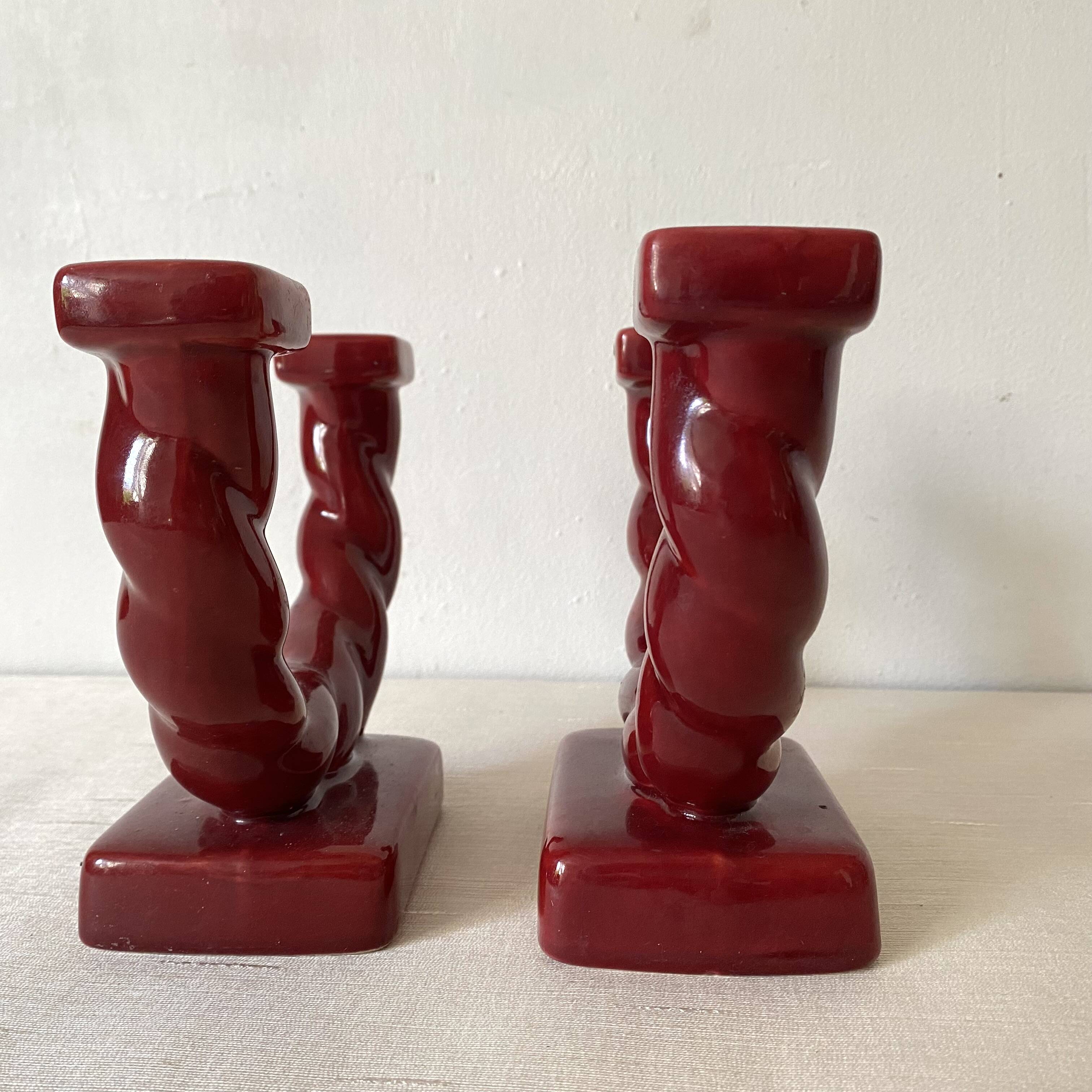 Pair of double ceramic candlesticks, 1950s